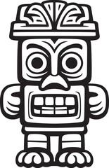 Tribal Luminary Graphic Representation of a Full Body Thick Lineart Tiki Character Polynesian Patron Bold Thick Lineart Tiki Character in Vector Form