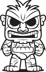 Tiki Tempo Vibrant Vector Graphic Showcasing a Full Body Thick Lineart Tiki Beat Pacific Pulse Iconic Tiki Symbol Presented in Bold Thick Lineart Vector Form