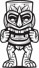 Tribal Tranquility Full Body Tiki Illustration with Calming Thick Lineart Strokes Tiki Titan Iconic Vector Logo Featuring a Full Body Thick Lineart Tiki Legend