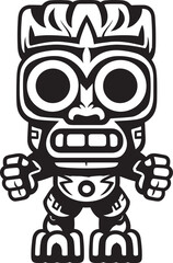 Pacific Pulse Iconic Tiki Symbol Presented in Bold Thick Lineart Vector Form Jungle Jewel Full Body Tiki Icon with Intricate Thick Lineart Patterns
