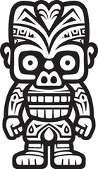 Tribal Tranquility Full Body Tiki Illustration with Calming Thick Lineart Strokes Tiki Titan Iconic Vector Logo Featuring a Full Body Thick Lineart Tiki Legend