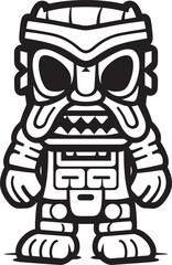 Tiki Tempo Vibrant Vector Graphic Showcasing a Full Body Thick Lineart Tiki Beat Pacific Pulse Iconic Tiki Symbol Presented in Bold Thick Lineart Vector Form