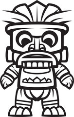 Luau Legend Iconic Design Featuring a Thick Lineart Tiki Character Tropical Titan Vector Logo of a Full Body Thick Lineart Tiki Character