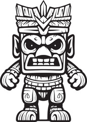 Fototapeta premium Jungle Jewel Full Body Tiki Icon with Detailed Thick Lineart Embellishments Tiki Triumph Vector Design Displaying a Full Body Thick Lineart Tiki Victory