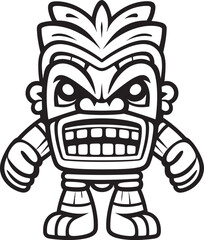 Tiki Triumph Vector Design Displaying a Full Body Thick Lineart Tiki Victory Tribal Tranquility Full Body Tiki Illustration with Calming Thick Lineart Strokes