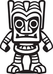 Tiki Tempo Vibrant Vector Graphic Showcasing a Full Body Thick Lineart Tiki Beat Pacific Pulse Iconic Tiki Symbol Presented in Bold Thick Lineart Vector Form