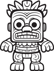 Pacific Pulse Iconic Tiki Symbol Presented in Bold Thick Lineart Vector Form Jungle Jewel Full Body Tiki Icon with Detailed Thick Lineart Embellishments