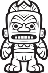 Tribal Tones Full Body Tiki Illustration with Vibrant Thick Lineart Hues Tiki Tempo Vibrant Vector Graphic Showcasing a Full Body Thick Lineart Tiki Beat