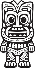 Jungle Jewel Full Body Tiki Icon with Detailed Thick Lineart Embellishments Tiki Triumph Vector Design Displaying a Full Body Thick Lineart Tiki Victory
