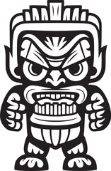 Tiki Treasure Full Body Thick Lineart Tiki Graphics for Logo Design Tribal Tiki Vector Icon of a Bold Thick Lineart Tiki Character