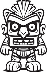Island Idol Full Body Thick Lineart Tiki Design for Iconography Tiki Totem Vector Illustration of a Bold Thick Lineart Tiki Character