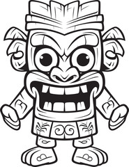 Tiki Totem Vector Illustration of a Bold Thick Lineart Tiki Character Aloha Avatar Iconic Tiki Design with Thick Lineart in Full Body Vector