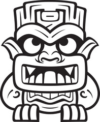 Aloha Avatar Iconic Tiki Design with Thick Lineart in Full Body Vector Jungle Guardian Bold Vector Character in Full Body Thick Lineart