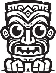 Island Sentinel Thick Lineart Tiki Character as a Vector Logo Tribal Treasure Full Body Thick Lineart Tiki Icon for Graphics
