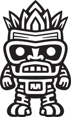Island Idol Graphic Representation of a Full Body Thick Lineart Tiki Character Tiki Totem Thick Lineart Tiki Character as a Vector Logo