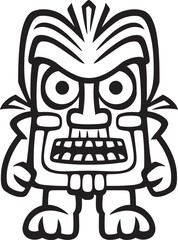 Jungle Jewel Vector Illustration of a Bold Thick Lineart Tiki Character Pacific Patron Iconic Tiki Design with Thick Lineart in Full Body Vector