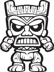 Tiki Totem Thick Lineart Tiki Character as a Vector Logo Tribal Treasure Full Body Thick Lineart Tiki Icon for Graphics