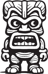 Luau Luminary Bold Thick Lineart Tiki Character in Vector Form Tribal Guardian Iconic Design of a Full Body Thick Lineart Tiki Character