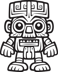 Island Icon Vector Icon of a Bold Thick Lineart Tiki Character Tiki Treasure Graphic Illustration of a Full Body Thick Lineart Tiki Character