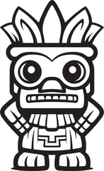 Jungle Jewel Vector Illustration of a Bold Thick Lineart Tiki Character Pacific Patron Iconic Tiki Design with Thick Lineart in Full Body Vector