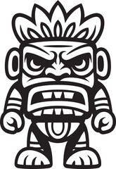 Aloha Avatar Full Body Thick Lineart Tiki Design for Iconography Jungle Jewel Vector Illustration of a Bold Thick Lineart Tiki Character