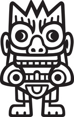 Island Guardian Bold Tiki Character in Thick Lineart Vector Graphic Tropical Totem Full Body Tiki Illustration with Thick Lineart