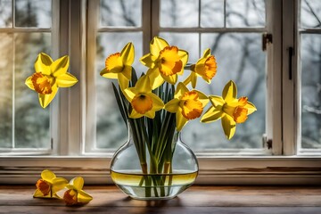 daffodils in the window