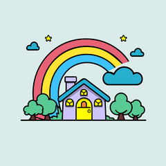 illustration colorful rainbow...