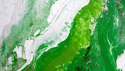 Green white abstract fluid painting, liquid art texture. Acrylic or oil paint. Marble pattern.
