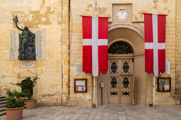 Birgu (Vittoriosa), Malta - September 14th 2022: The side entrance to the Collegiate church of...