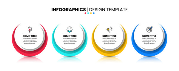Infographic template. Standing circles with 4 steps