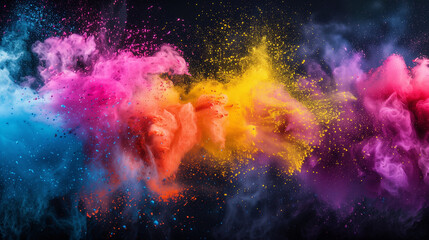 Obraz na płótnie Canvas Colorful powder explosion on black background