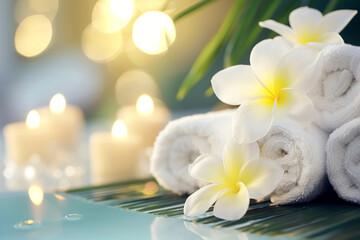 Spa set with towel and flowers