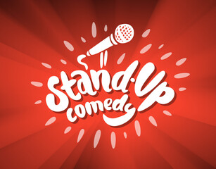 Stand up comedy. Vector handwritten lettering banner.