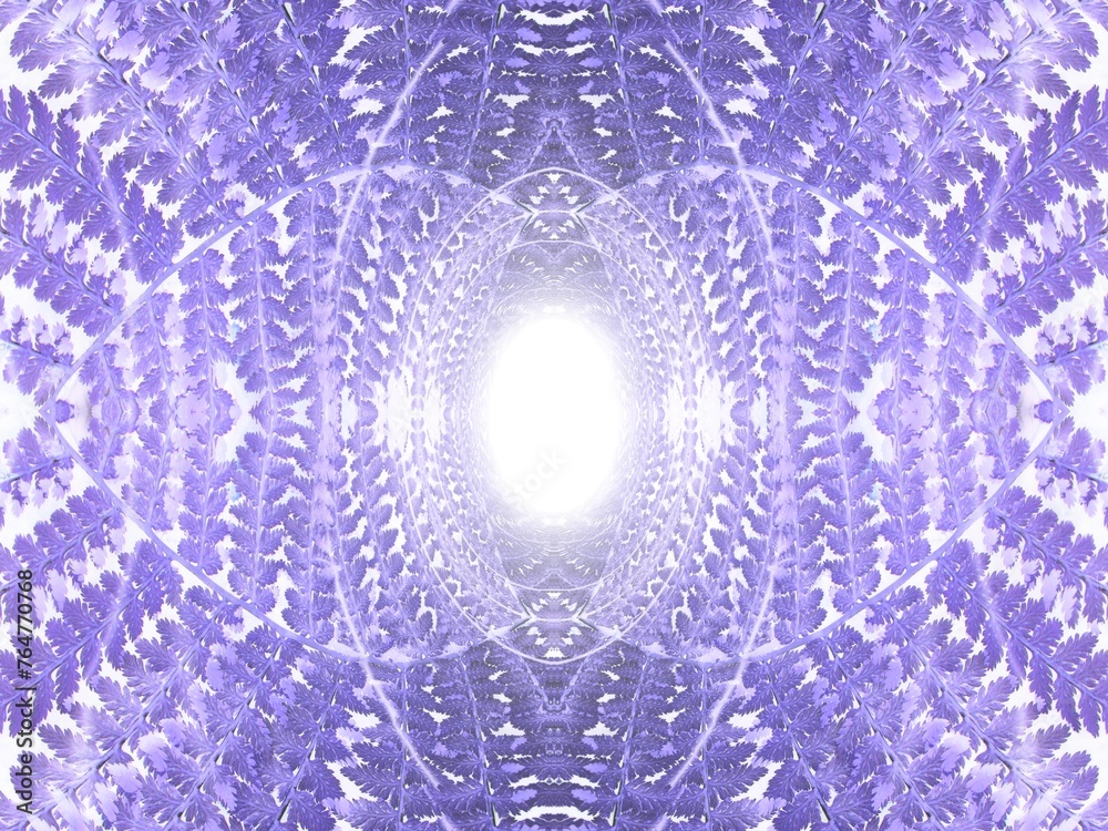 Aufkleber background with symmetrical pattern of natural fern leaf pattern and effect of depth of space, rays 