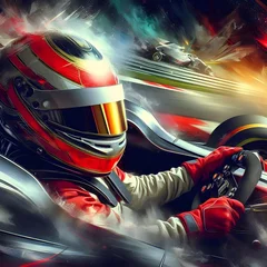 Photo sur Plexiglas F1 f1 driver with abstract speed background