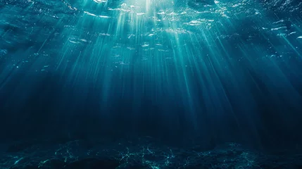 Fotobehang Aquatic Elegance: Deep Sea Light Rays Filtering Through Ocean Water © Farnaces