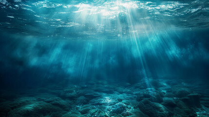 Aquatic Elegance: Deep Sea Light Rays Filtering Through Ocean Water