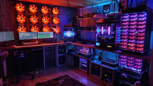 Custom mining rig setup, showcasing personalization and optimization for peak crypto mining performance