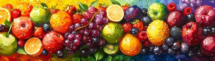 Fruit of the Spirit, colorful icons arrangement,