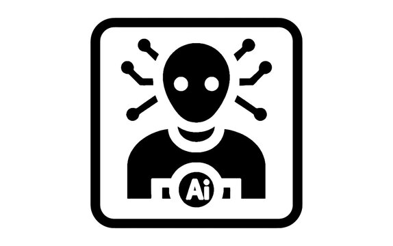 Head icon ai symbol. Ai work icon. Ai powered symbol. Machine learning icon. Isolated, transparent.
