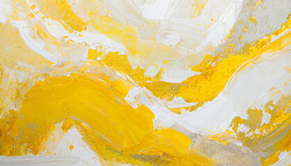 Yellow white abstract fluid painting, liquid art texture. Acrylic or oil paint. Marble pattern.