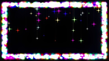 Beautiful illustration of colorful glitter sparkles decorative frame on plain black background