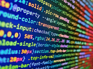 Computer source code programmer script developer.   Developer working on program codes. Abstract...