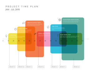 Project timeline gantt graph template with overlay blocks - 764774918