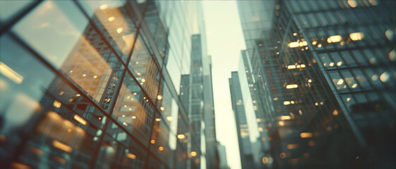 Defocused tall modern buildings background, cityscape - 764774974