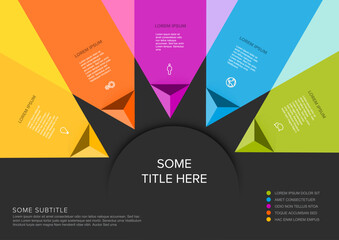 Vector dark multipurpose Infographic template with five triangle arrows elements - 764775178