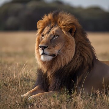 portrait of a male lion high quality photo HD , animal 