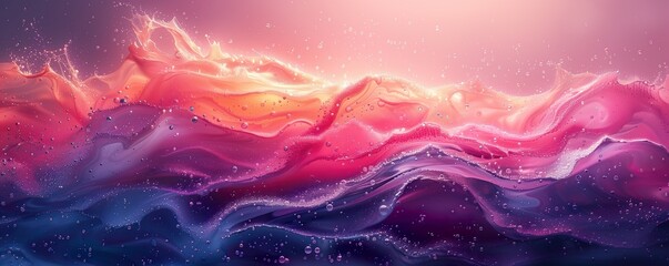 Vibrant abstract background with pink, purple and orange waves of liquid paint
