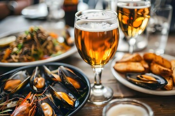 Savoring the Sea and Sipping Suds:A Delightful Seafood and Beer Pairing Experience - obrazy, fototapety, plakaty